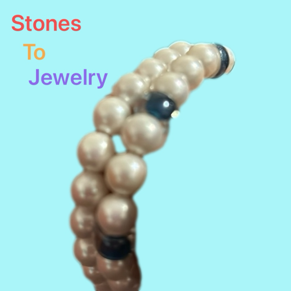 Handmade Unique Vintage Pearls and Glass Bracelets (8”) /Choker (16”).